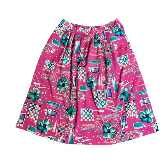 Alfred Dunner Dresses & Skirts - Alfred Dunner Pink Teal Floral Abstract Pattern‎ Pleated Midi Skirt Size 14